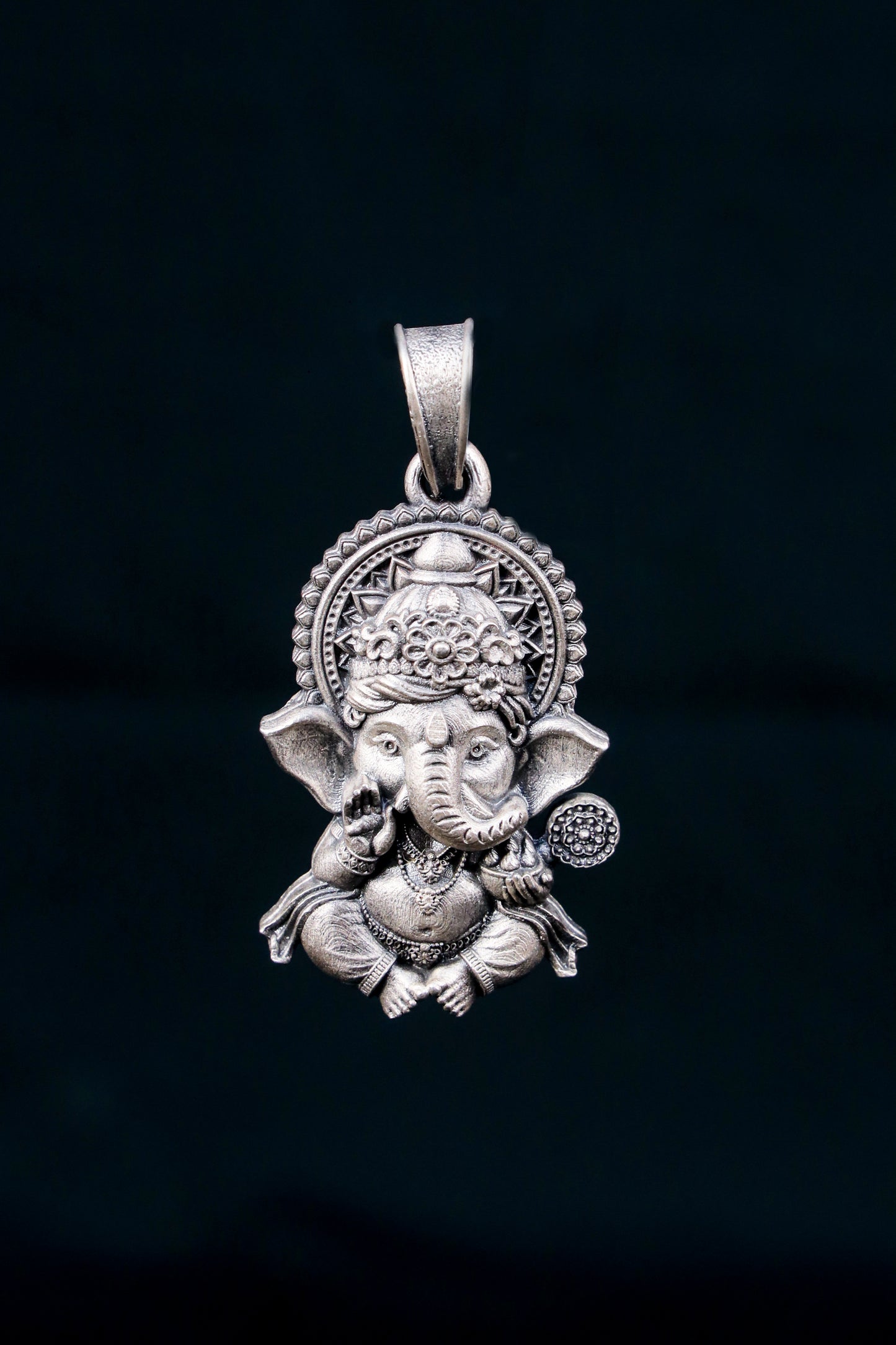 Ganesha Sitting On Lotus Flower Pendant