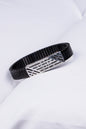 Men’s Black Stretch Bracelet with Silver Geometric Accent