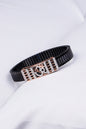 Om Symbol Black Strap Bracelet with CZ Accents