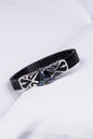 Black Stretch Bracelet with Lord Shiva Design and Silver Detailing