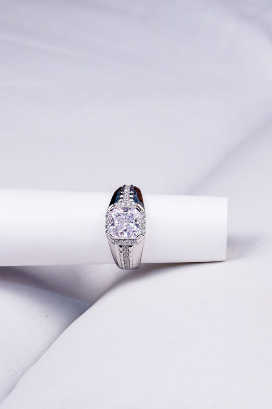Elegant Silver-Plated Solitaire Men's Ring