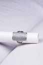 Silver-Plated Wide Statement Ring with CZ Stones