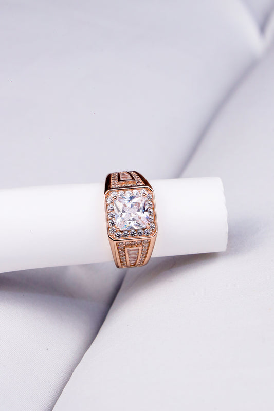 Royal Square-Cut CZ Rose Gold Men's Ring