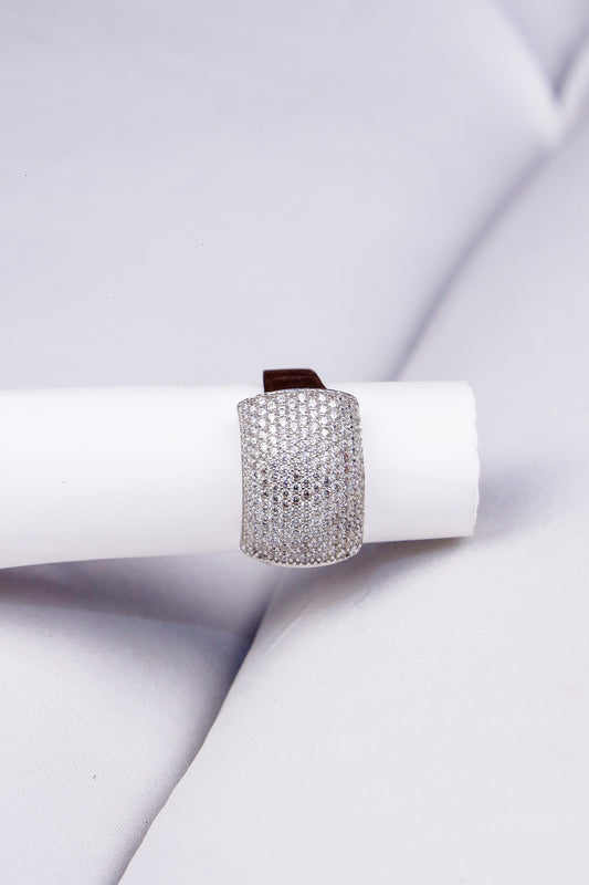 925 Sterling Silver Wide Band Man's Ring with CZ Stones