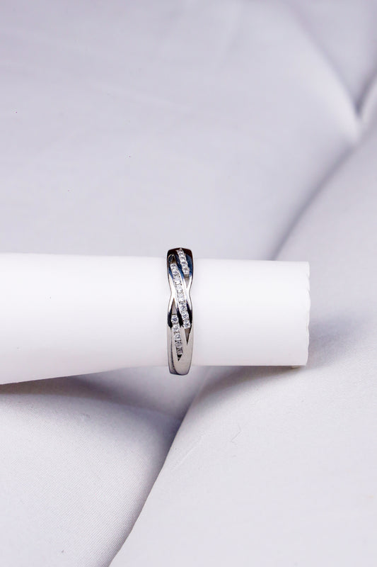 Endless Sparkle Rhodium-Plated 925 Sterling Silver Infinity Ring for Men's