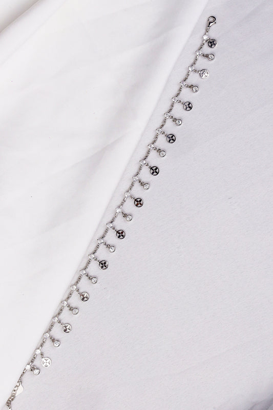 Silver Crystal Cross Charm Anklet
