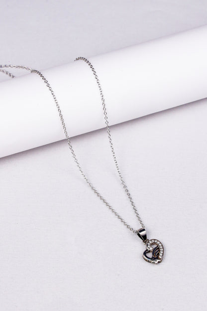 Silver Heart Star Pendant Necklace