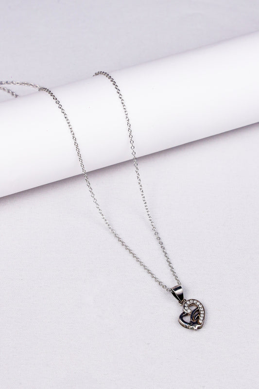 Silver Heart Star Pendant Necklace
