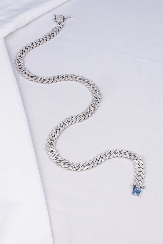 Men’s Iced Cuban Link Chain – Premium Silver Finish