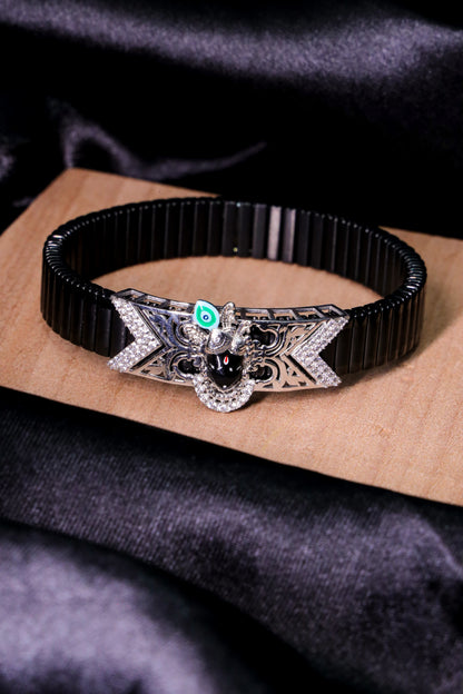 Black Stretch Bracelet with Lord Krishna Design