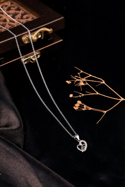 Silver Heart Star Pendant Necklace
