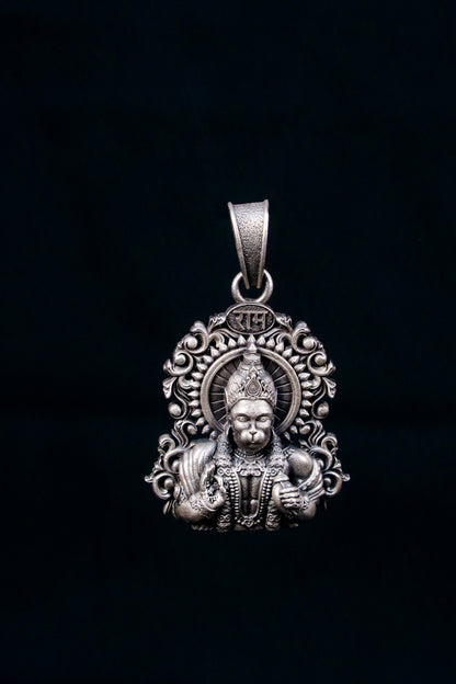 Divine Lord Hanuman Silver Pendant
